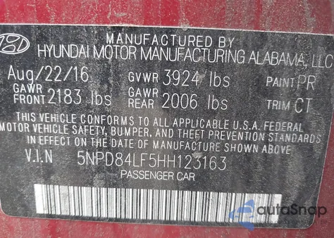 2017 Hyundai Elantra Limited from USA, damaged, VIN 5NPD84LF5HH123163